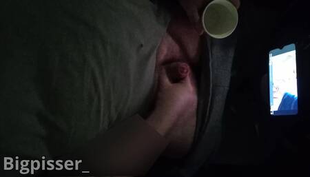 Fat Man Jerking Orgasm in Car, pissing in Bottle Jerking of Piss Cum Smegma Cock on Cumrag. 2024.1