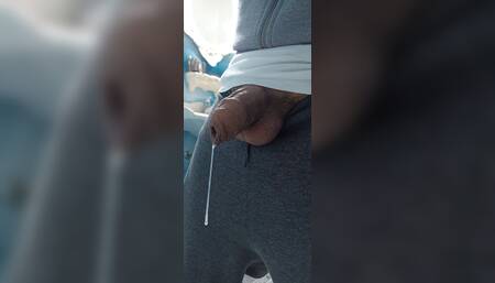 Quick handjob in the bathroom, foreskin fetish