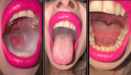 Close up chain smoking & mouthtour