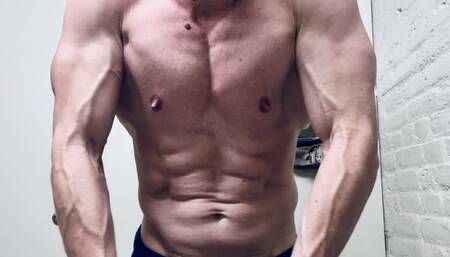 Close up flexing after the gym HD