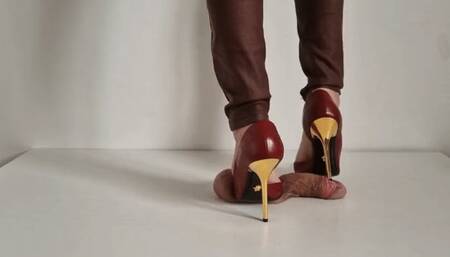 Lady Latisha - CBT Trample Board - Versace Red Patent Leather Stilettos - UHD