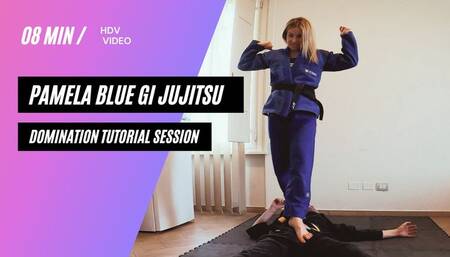Pamela blue gi jujitsu domination tutorial session
