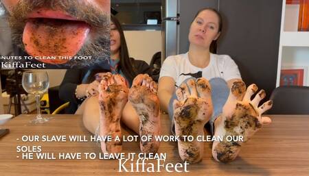 Goddess Kiffa and Goddess Grazi - Dirty feet EP 6 - Slave has to clean 2 pairs of dirty feet and got face slapped - FOOT SLAP - FOOT WORSHIP - FOOT DOMINATION - HUMILIATION - FOOT IGNORE - SPIT - MUD FEET - LOST BET