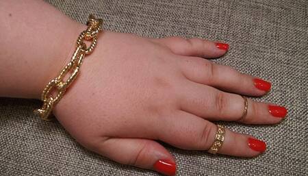 #2 BBW hand with red manicure (no talking)