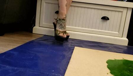 Raevyn Stuck in Green Glue Trap While Wearing Camo Heels
