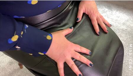 Naked slipper spanking and long leather skirt