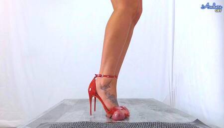 Cum Under My Red Strappy Heels - Slave Cam - AmbersCBT - 54SLC