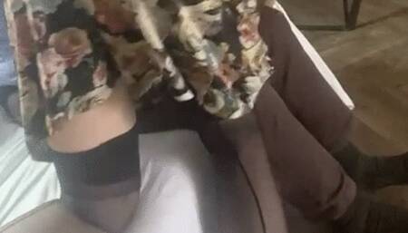 Over his knee skirt up knickers down the spanking starts