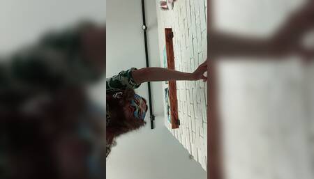 Art Curator Without Panties in Short Dress.