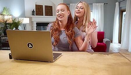 Madison Morgan, Nicole Aria - Wet On A Work Call In