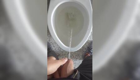 Uncut Boy Peeing in the Toilet