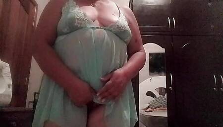 Transparent lingerie and eager for a young cock