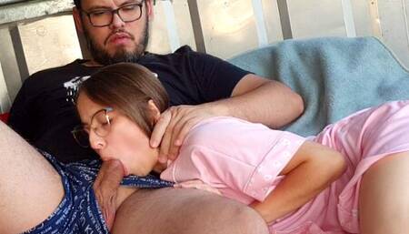 I WATCH TV WITH MY STEPSISTER AND MAKE HER SUCK MY COCK - Nicoli NOW