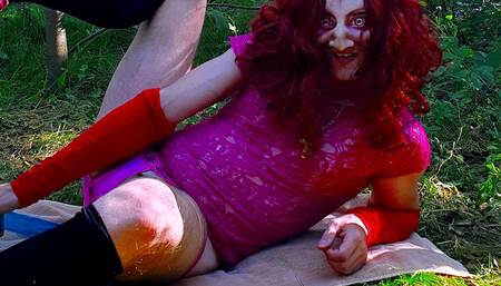 Hot Horny Demon Bitch Having Fun Alone in the Forest