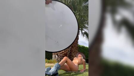 Summer Soderstrom bts topless gold bikini