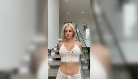 Summer Soderstrom tits out on stairs