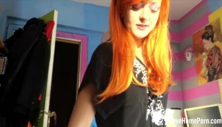 Redhead cosplayer has fun with my hard cock