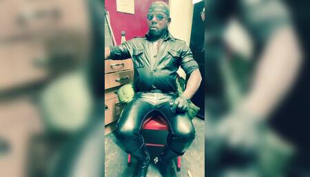 Smoking Black Leather Man