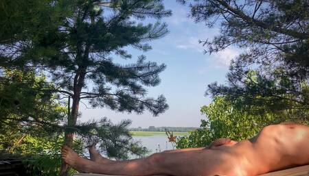 Cock Jerking and Cumshot in the Fresh Air to the Sounds of the Forest and Nature.