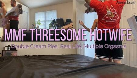 MMF Threesome Hotwife Amateur MILF Double Cream Pies
