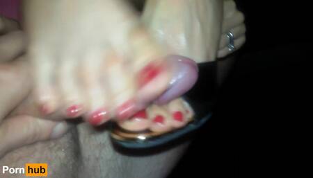 Perfect Shoejob with Lots of Cum on Beautiful Italian Wife