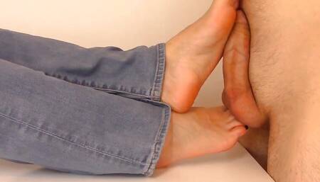 Mature Amateur Wife with Beautiful Feet Footjob After Work