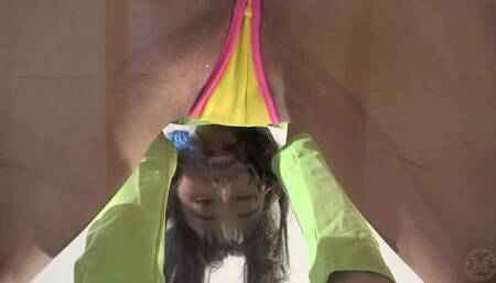 Your Face Is Put Into a Facesitting Box and Girl in a Bikini Sits on It Like a Chair, Laughing and Humiliating You, POV