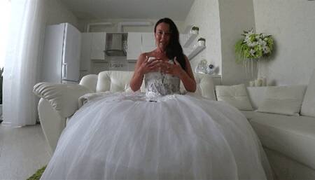 Tanned ass under a wedding dress a