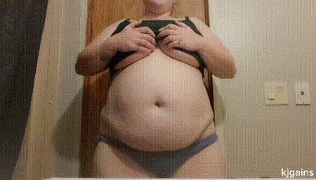 Overstuffed Bloated Belly Jiggles