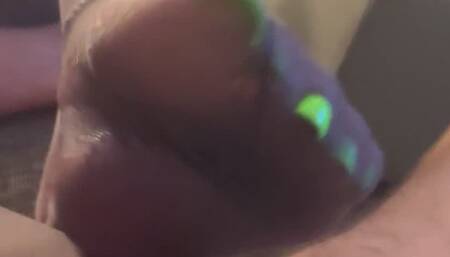 Ivory Dick Gets Drained Melanated Goddess Beautiful Pantyhose FootJob