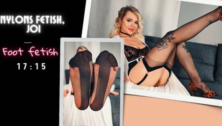 Nylon fetish, Jerk off to my nylon stockings and feet, JOI