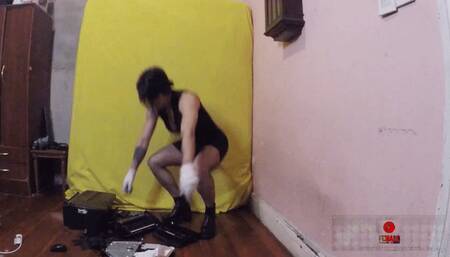 Old destroyed fax machine MP4 4K CAM 1