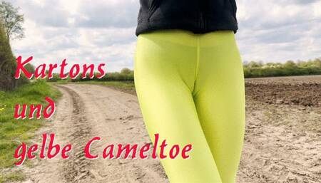 Cardboard crush in yellow cameltoe leggings - Kartons zertreten in gelber Cameltoe-Leggings - neu