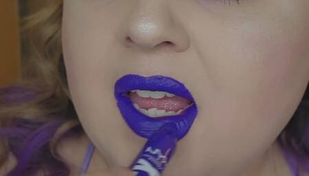 Get Ready for a Kiss: Glossy Purple Lipstick Application