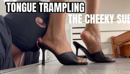 Tongue TRAMPLING the cheecky sub