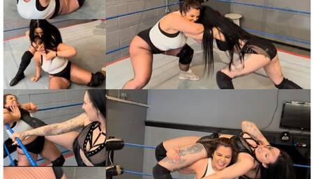 Hard hitting women pro wrestling match