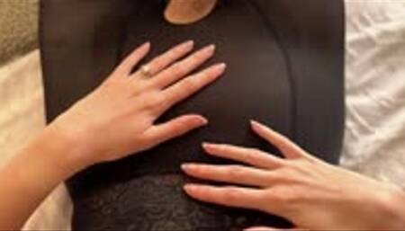 ASMR Close Up Tights Tour - Miss Naughty Lace Topped Oil Shine Crotchless Tights