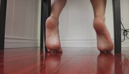 Barefoot Dirty Soles Fidget and Tease Under Desk