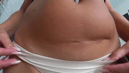 Jiggle fat belly and scar b