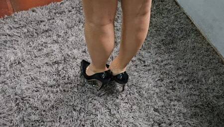 Katherine Heel Popping Paradise on black stilettos