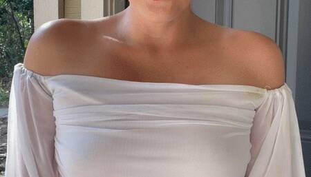 Sexy Goddess D Smoking Marlboro Light in White Crop Top Showing Off Chubby Belly - Red Lipstick