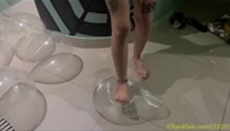 Safira Crushes Balloons With Barefeet
