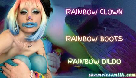 RAINBOW CLOWN RAINBOW BOOTS RAINBOW DILDO RIDE
