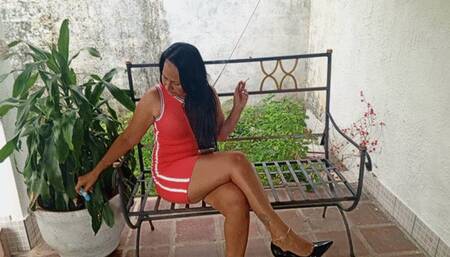 Smoking cigar while letting stiletto heels hang from my feet (3)