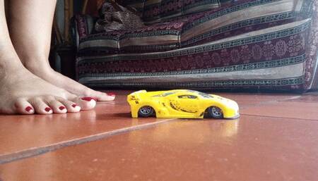 Roxana stomping and crushing toy car with her feet and heels(4)