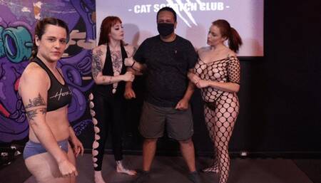 Mixed fight with kicks and punches in humiliation