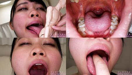 Ayame Tozaki - Showing inside cute girl's mouth, chewing gummy candys, sucking fingers, licking and sucking human doll, and chewing dried sardines - 1080p