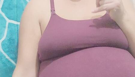 Trying on panties and showing off my VERY pregnant body