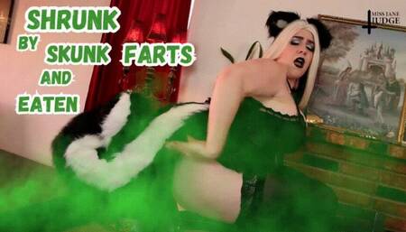 Shrunk by Skunk Farts and Eaten - featuring Jane Judge as a nasty stinky skunk, special effects shrinking, giantess, vore, eating, facestuffing, fast food overeating, and a hungry furry tailed giant monster swallowing you down on Science Friction