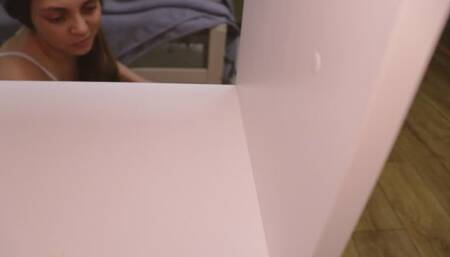 Hard gagging deep blowjob to wife while cleaning